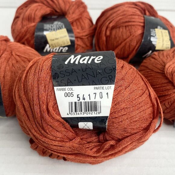 Lana Grossa Mare Ribbon Yarn Linen Cotton Rayon (50g each) Lot of 5 Rust Orange - Picture 5 of 5